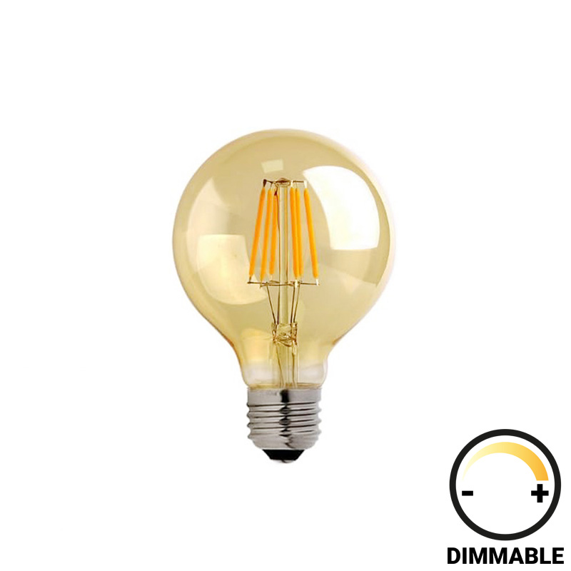 Λαμπτήρας LED G125 Bulb pakoworld dimmable 8W E27 2700K amber 1