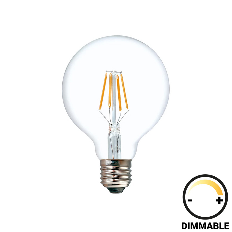Λαμπτήρας LED G80 Bulb pakoworld dimmable 8W E27 2700K clear 1