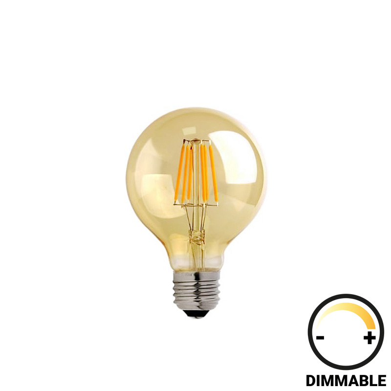 Λαμπτήρας LED G80 Bulb pakoworld dimmable 8W E27 2700K amber 1