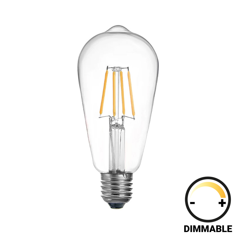 Λαμπτήρας LED ST64 Bulb pakoworld dimmable 4W E27 2700K clear 1