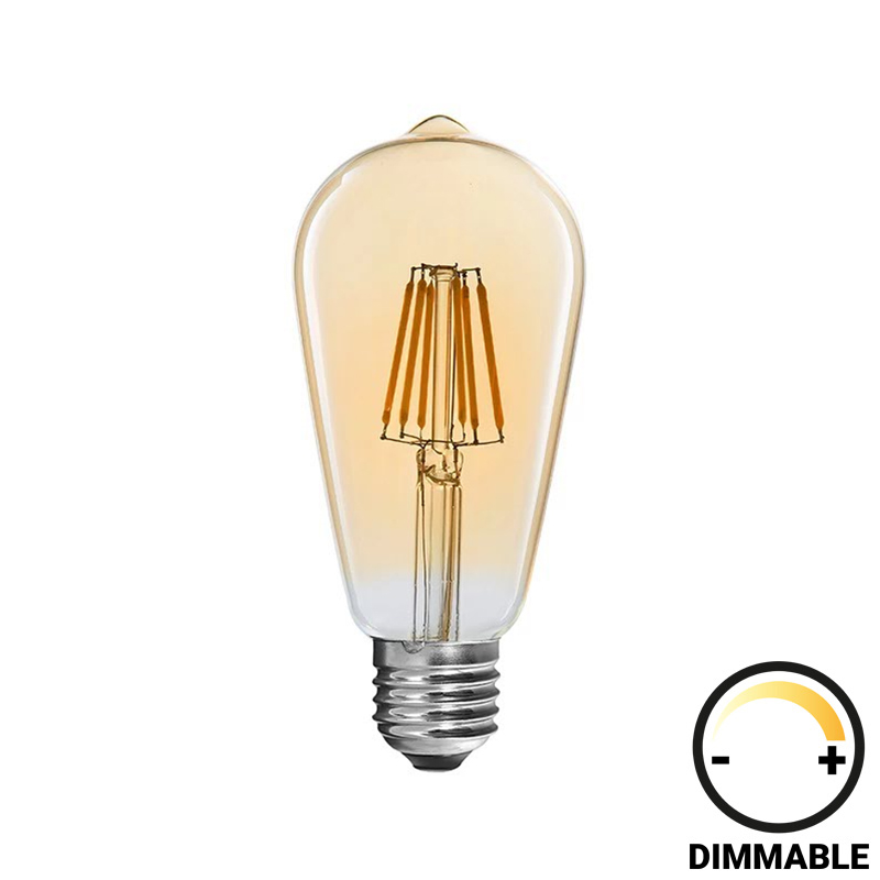 Λαμπτήρας LED ST64 Bulb pakoworld dimmable 4W E27 2700K amber 1