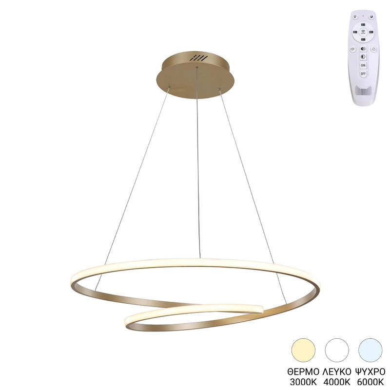 Φωτιστικό οροφής Rexon pakoworld led μέταλλο χρυσό Φ49x12εκ 1