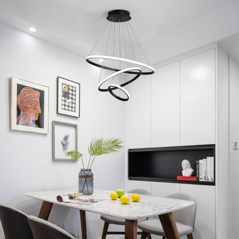 Φωτιστικό οροφής Rings pakoworld led μέταλλο μαύρο Φ60x100εκ 2