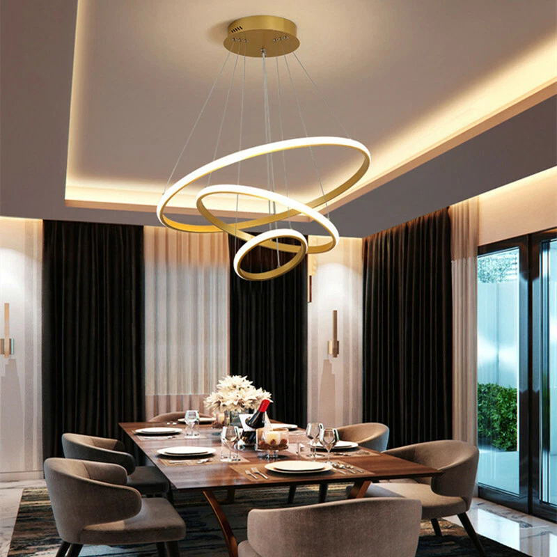 Φωτιστικό οροφής Rings pakoworld led μέταλλο χρυσό Φ60x100εκ 2