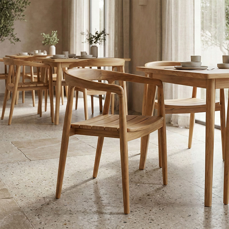 Πολυθρόνα Noody pakoworld στοιβαζόμενη teak ξύλο σε φυσική απόχρωση 58x54x75εκ 2