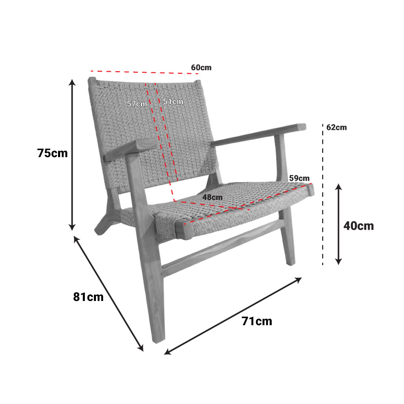 Πολυθρόνα Crosy pakoworld teak ξύλο σε φυσική απόχρωση 71x81x75εκ 3