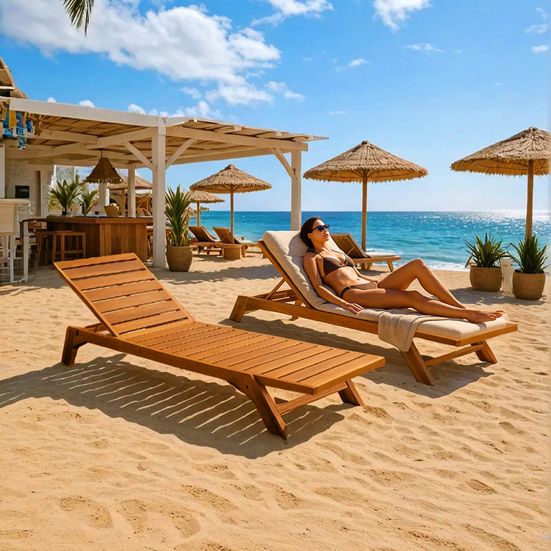Ξαπλώστρα Melop pakoworld teak ξύλο σε φυσική απόχρωση 200x70x35εκ 2
