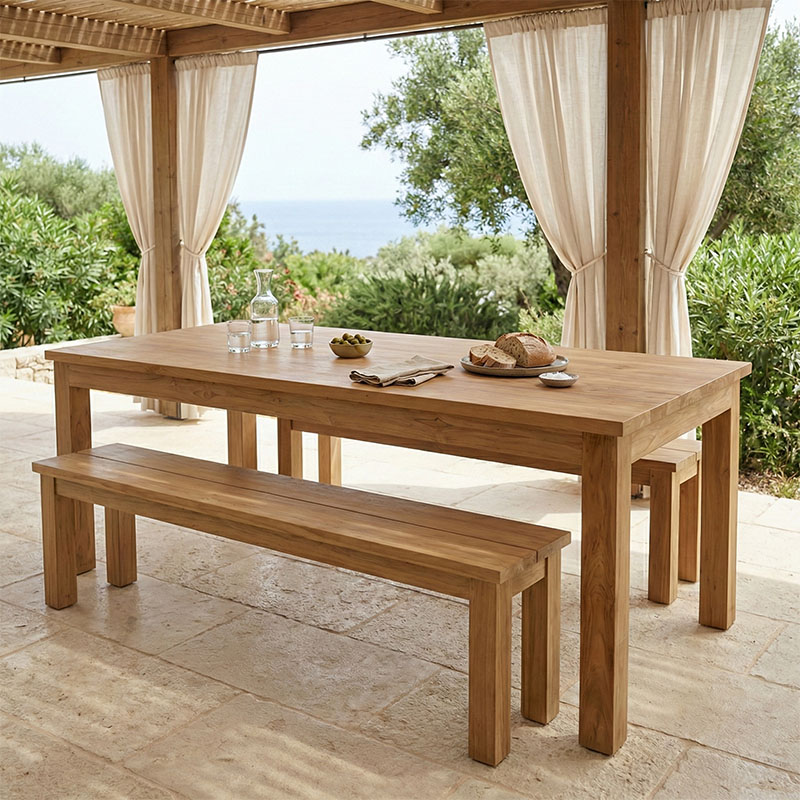 Τραπέζι Wooly pakoworld teak ξύλο σε φυσική απόχρωση 220x90x75εκ 1