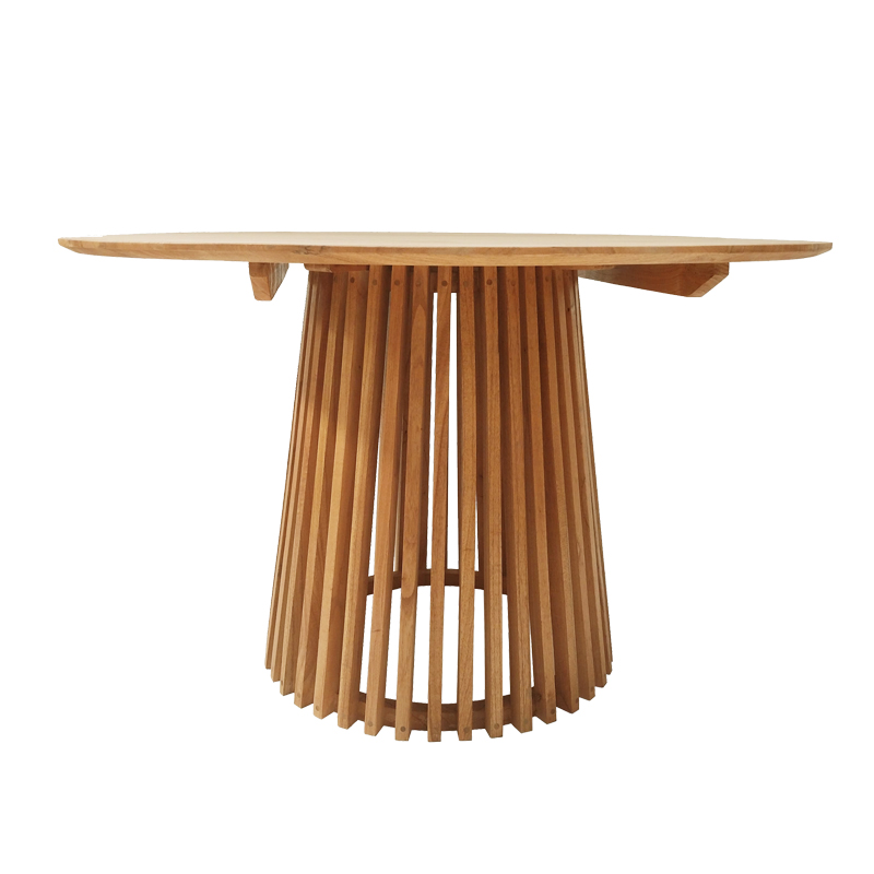 Τραπέζι Kenda pakoworld mindi ξύλο σε φυσική απόχρωση Φ120x75εκ 2