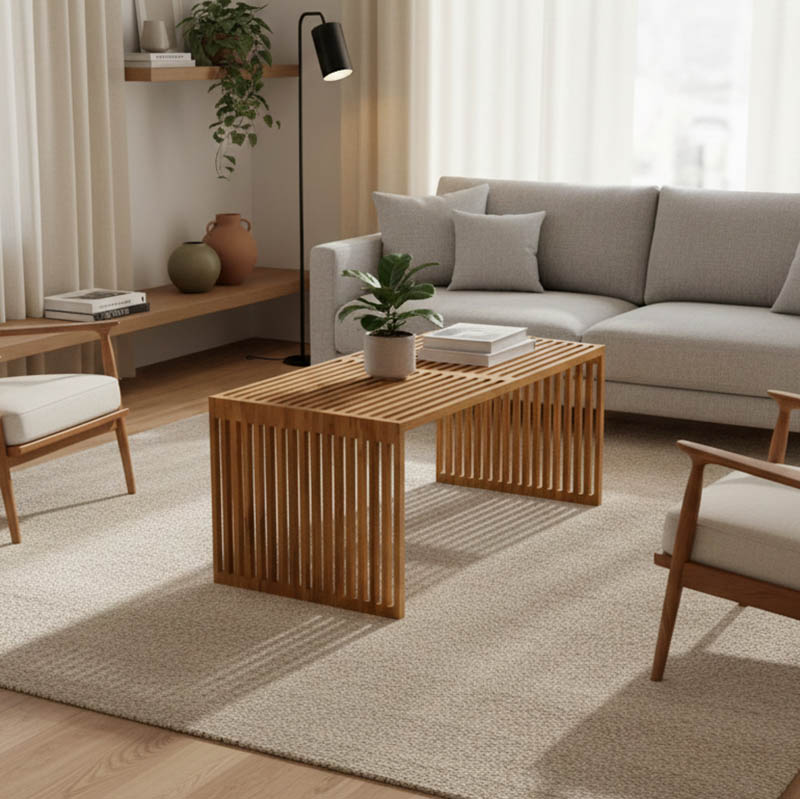 Τραπέζι σαλονιού Marlin pakoworld teak ξύλο σε φυσική απόχρωση 100x50x45εκ 1