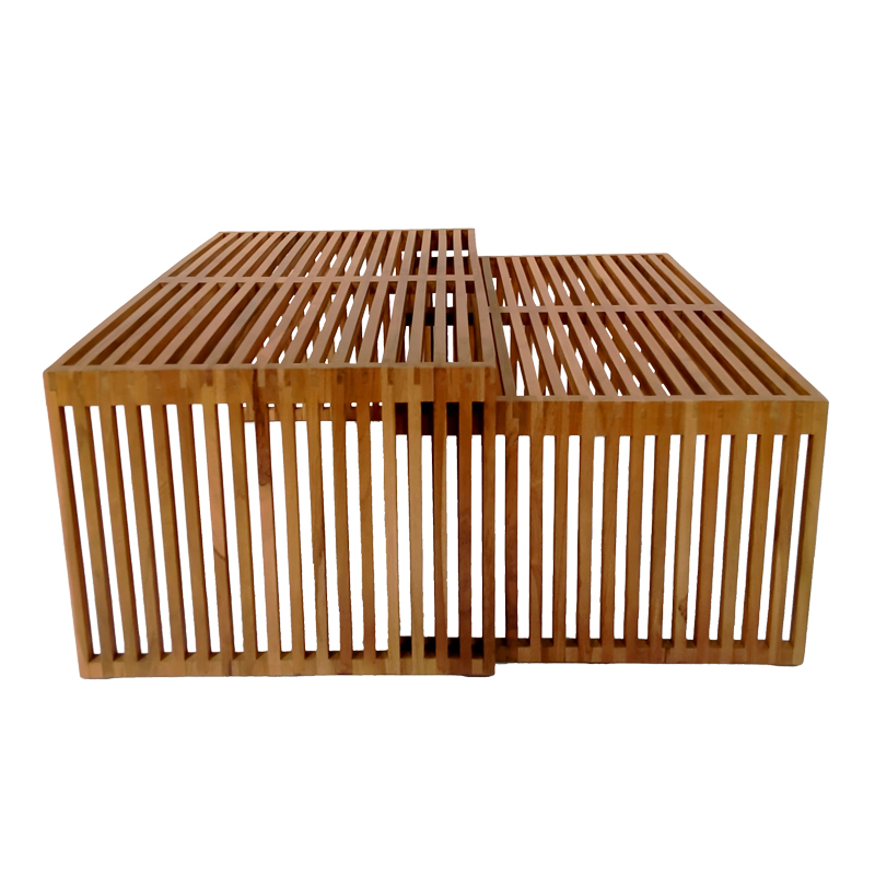 Τραπέζι Tinnie pakoworld σετ 2τεμ teak ξύλο σε φυσική απόχρωση 4