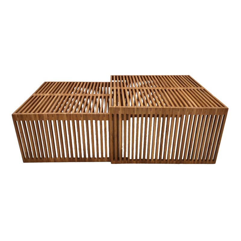 Τραπέζι Tinnie I pakoworld σετ 2τεμ teak ξύλο σε φυσική απόχρωση 4