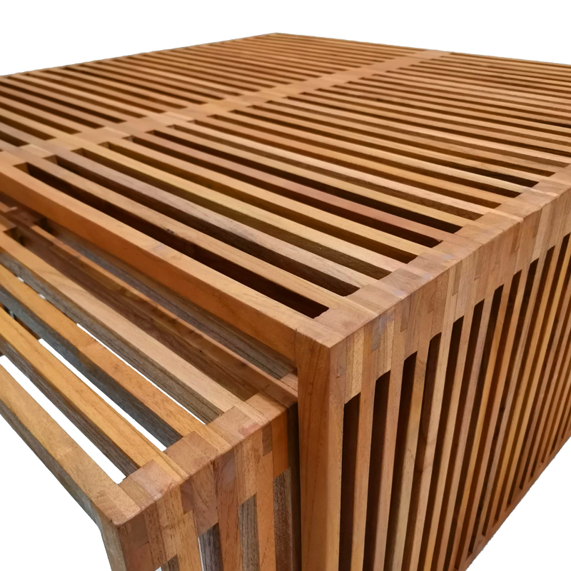 Τραπέζι Tinnie I pakoworld σετ 2τεμ teak ξύλο σε φυσική απόχρωση 7