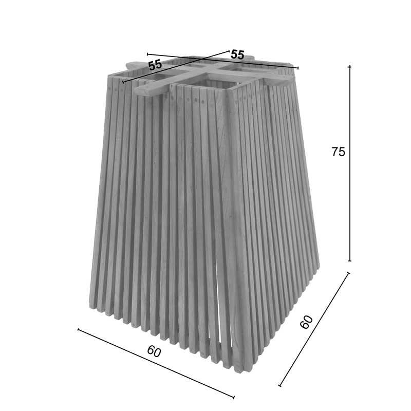 Βάση τραπεζιού εσωτερικού χώρου Darius pakoworld mindi ξύλο σε φυσική απόχρωση 60x60x75εκ 5