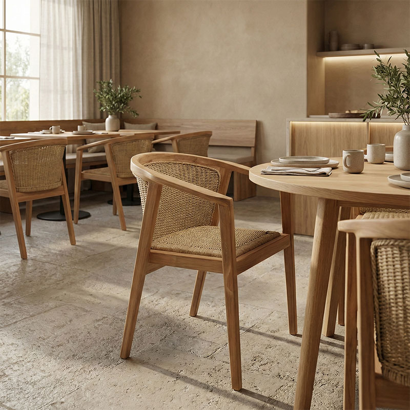 Πολυθρόνα Granny pakoworld teak wood και συνθετικό σχοινί σε φυσική απόχρωση 60x60x82εκ 2