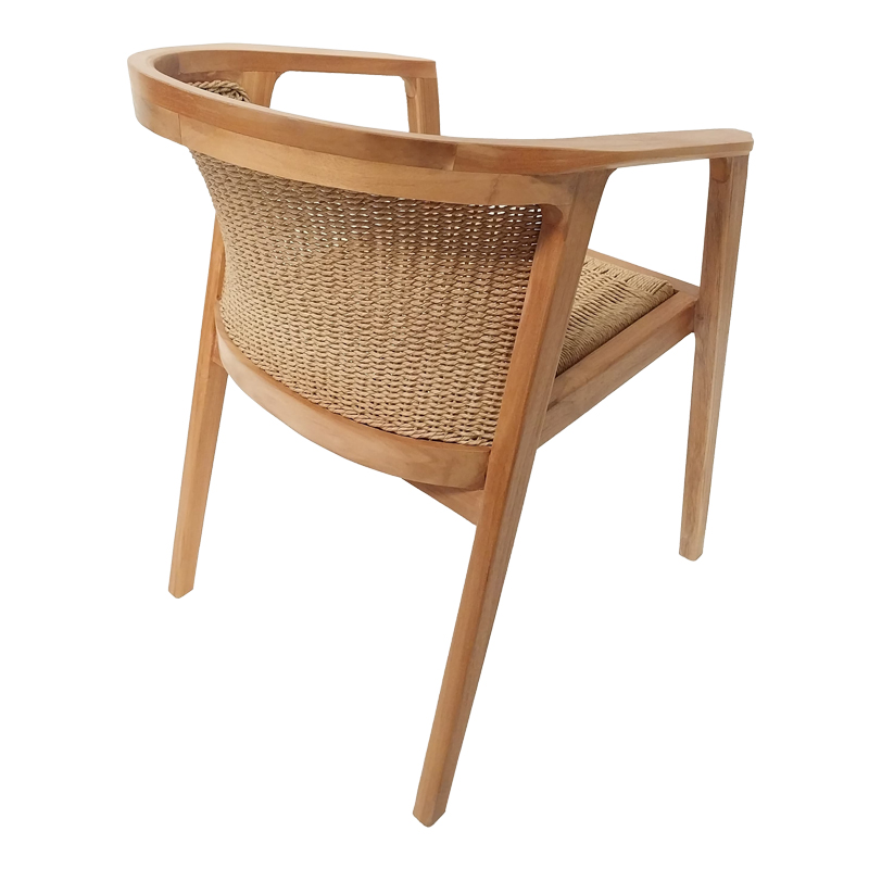 Πολυθρόνα Granny pakoworld teak wood και συνθετικό σχοινί σε φυσική απόχρωση 60x60x82εκ 4