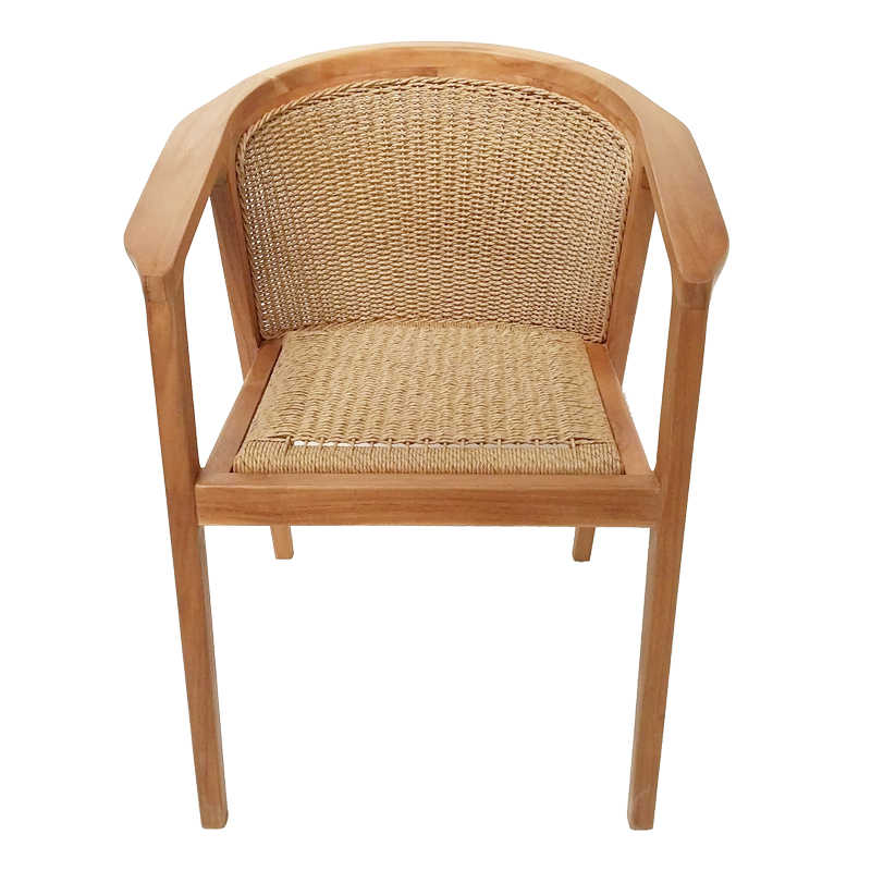 Πολυθρόνα Granny pakoworld teak wood και συνθετικό σχοινί σε φυσική απόχρωση 60x60x82εκ 6