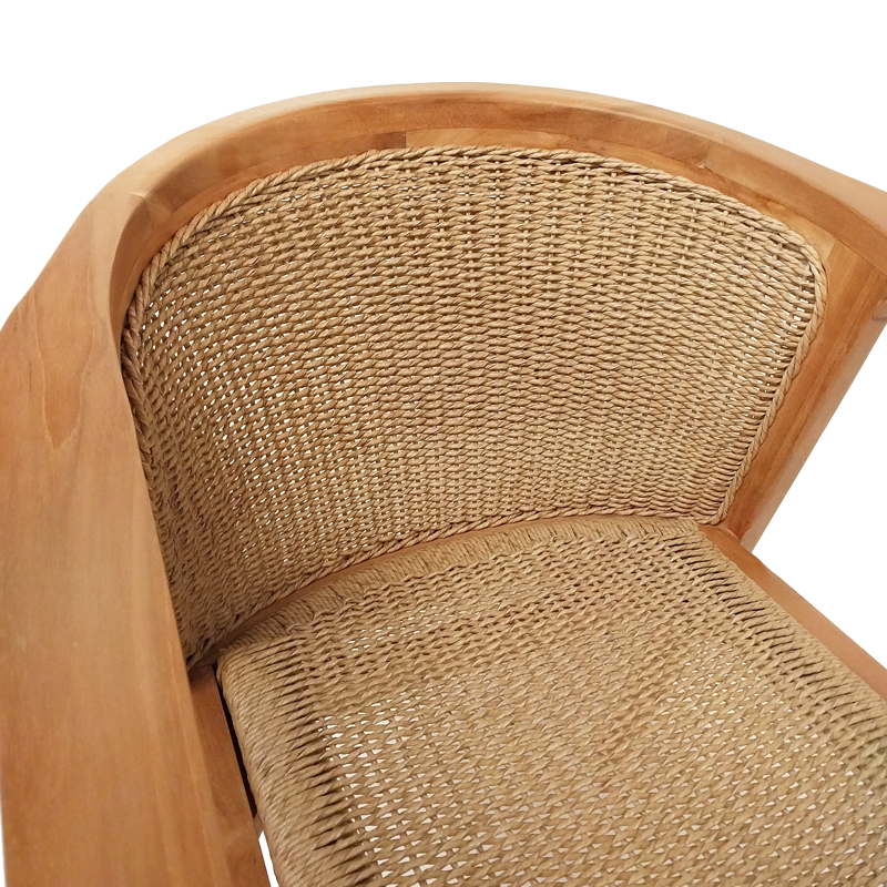 Πολυθρόνα Granny pakoworld teak wood και συνθετικό σχοινί σε φυσική απόχρωση 60x60x82εκ 8
