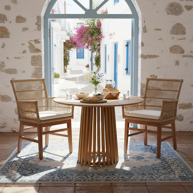 Τραπεζαρία Inca-Kenda I pakoworld σετ 3τεμ σε φυσική-μπεζ απόχρωση Φ80x75εκ 1