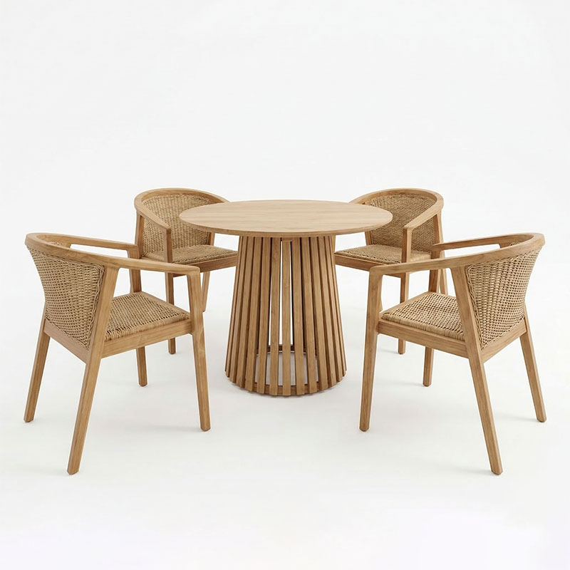 Τραπεζαρία Granny-Kenda Ι pakoworld σετ 5τεμ σε φυσική-μπεζ απόχρωση Φ80x75εκ 2