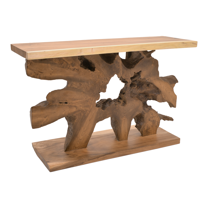 Κονσόλα Nasiol Inart teak ξύλο σε φυσική απόχρωση 120x40x75εκ 2