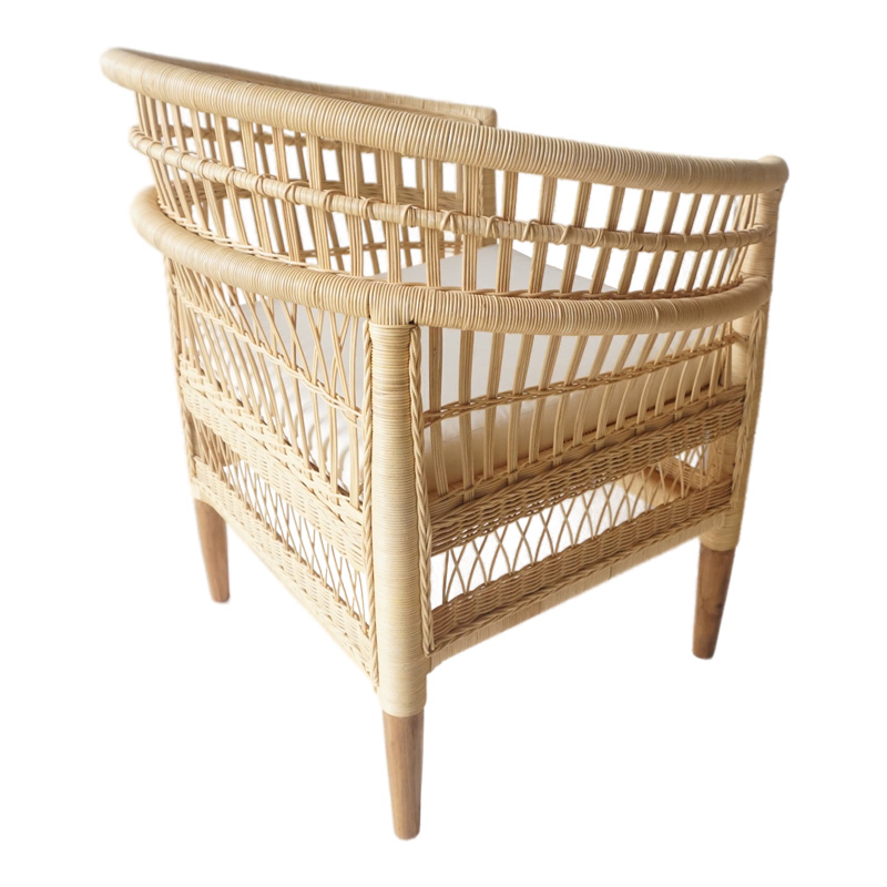 Πολυθρόνα Necorian paakoworld teak ξύλο με pe rattan σε φυσική απόχρωση και λευκό μαξιλάρι 80x70x87εκ 3