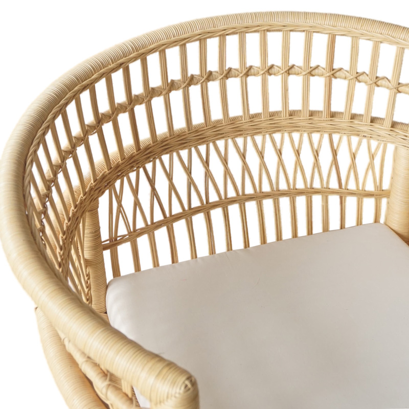 Πολυθρόνα Necorian paakoworld teak ξύλο με pe rattan σε φυσική απόχρωση και λευκό μαξιλάρι 80x70x87εκ 7