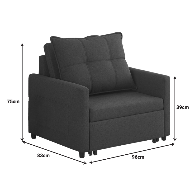 Πολυθρόνα-κρεβάτι Barzene pakoworld ανθρακί ύφασμα 96x83x75εκ 7