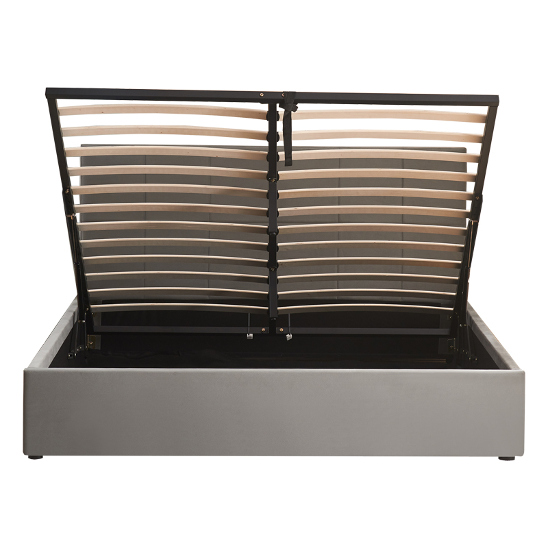 Κρεβάτι με αποθηκευτικό χώρο Zamblene pakoworld γκρι βελούδο 160x200εκ 4