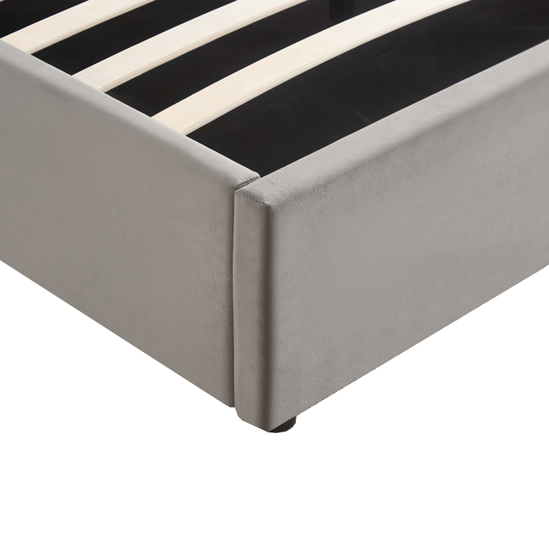 Κρεβάτι με αποθηκευτικό χώρο Zamblene pakoworld γκρι βελούδο 160x200εκ 7