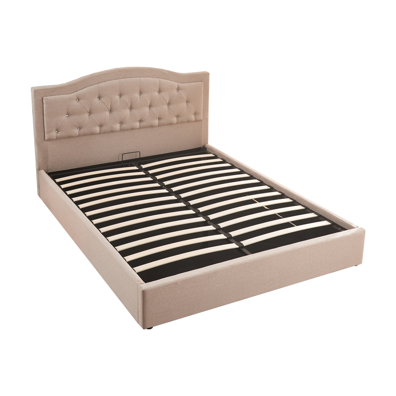 Κρεβάτι διπλό με αποθηκευτικό χώρο Majore pakoworld μπεζ ύφασμα 160x200εκ 4