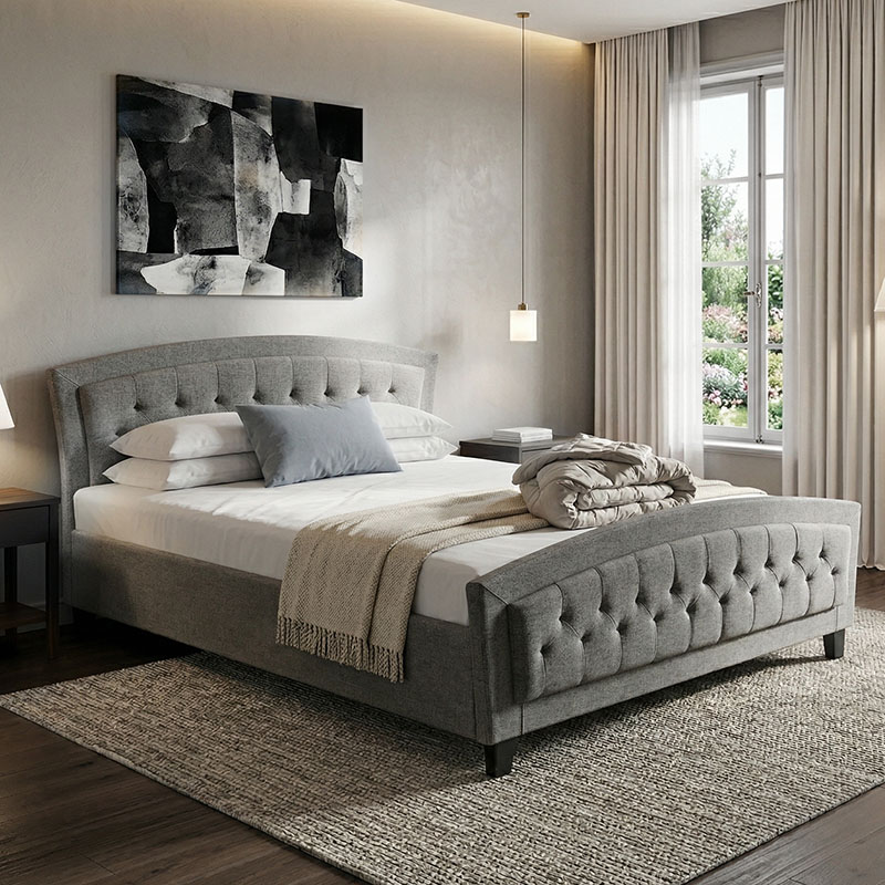 Κρεβάτι Camaro pakoworld ύφασμα σε γκρι απόχρωση160x200εκ 1