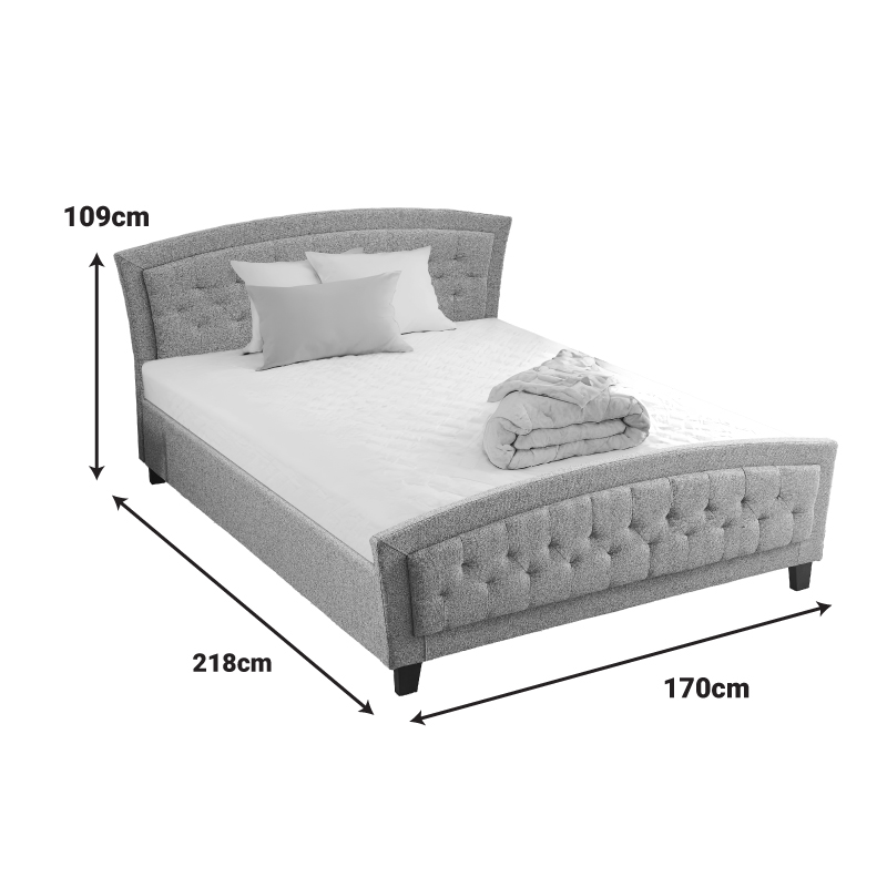 Κρεβάτι Camaro pakoworld ύφασμα σε γκρι απόχρωση160x200εκ 4