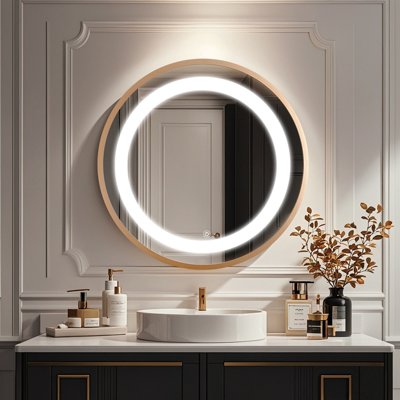 Καθρέπτης Led Starli Inart σε μπρονζέ απόχρωση Φ70x5.5εκ 2