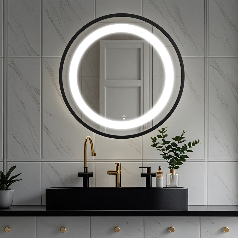 Καθρέπτης Led Starli Inart σε μαύρη απόχρωση Φ70x5.5εκ 2