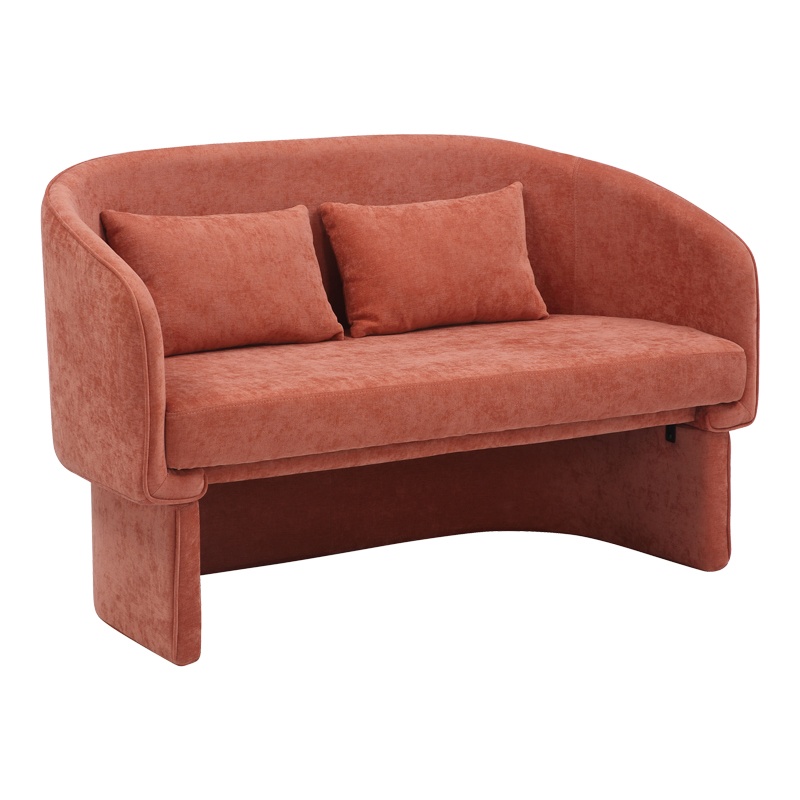 Καναπές διθέσιος Playmob pakoworld ύφασμα σε κεραμιδί απόχρωση 128x65x79εκ 2