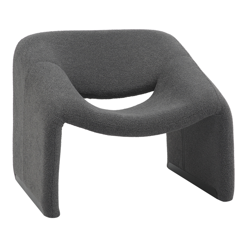 Πολυθρόνα Clous pakoworld μπουκλέ ύφασμα σε ανθρακί απόχρωση 86x77x73.5εκ 1