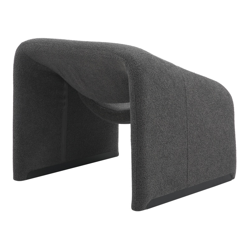 Πολυθρόνα Clous pakoworld μπουκλέ ύφασμα σε ανθρακί απόχρωση 86x77x73.5εκ 3