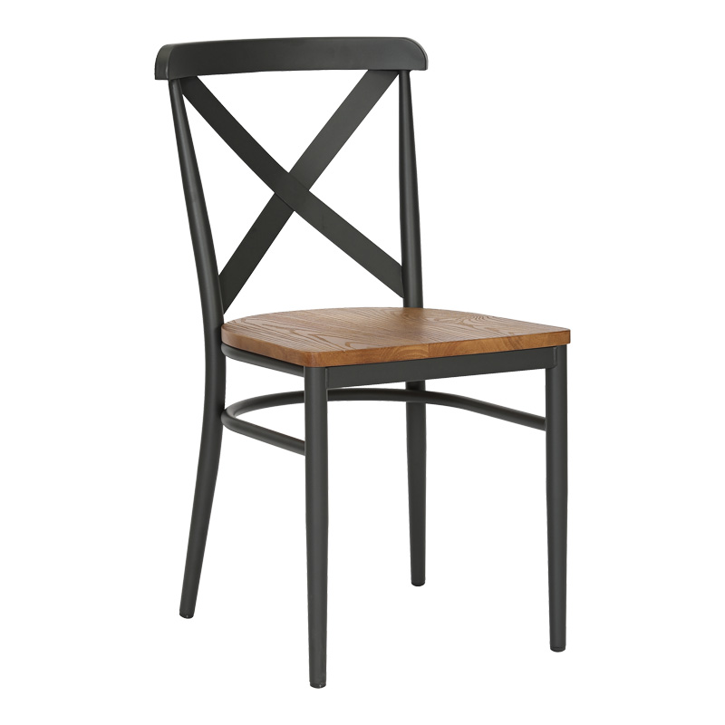 Καρέκλα Ferona pakoworld σκελετός ανθρακί μέταλλο με rubberwood σε φυσική απόχρωση 52.5x44.5x84εκ 1