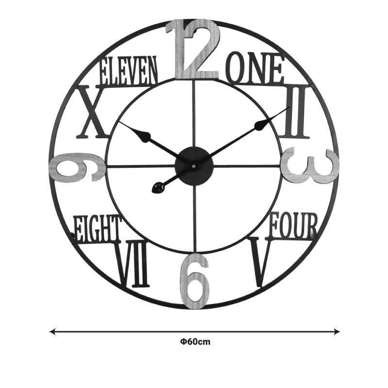 Ρολόι τοίχου Beauco Inart μέταλλο σε μαύρη απόχρωση 60x3x60εκ 2