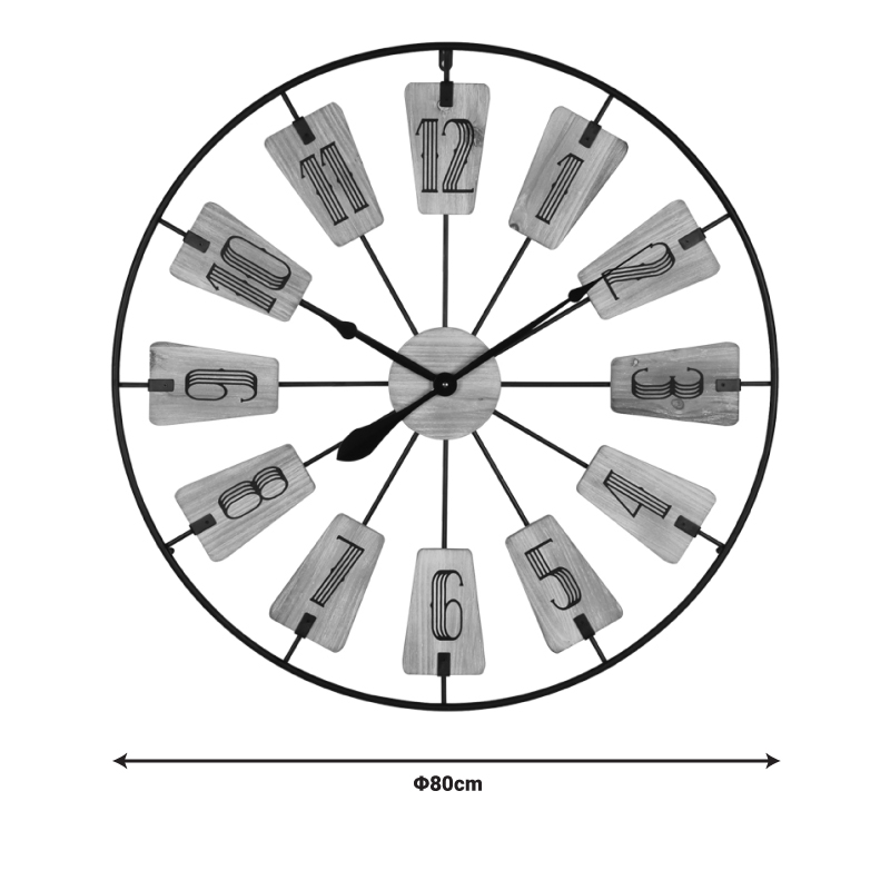 Ρολόι τοίχου Fepo Inart μέταλλο σε μαύρη απόχρωση 80x3x80εκ 2
