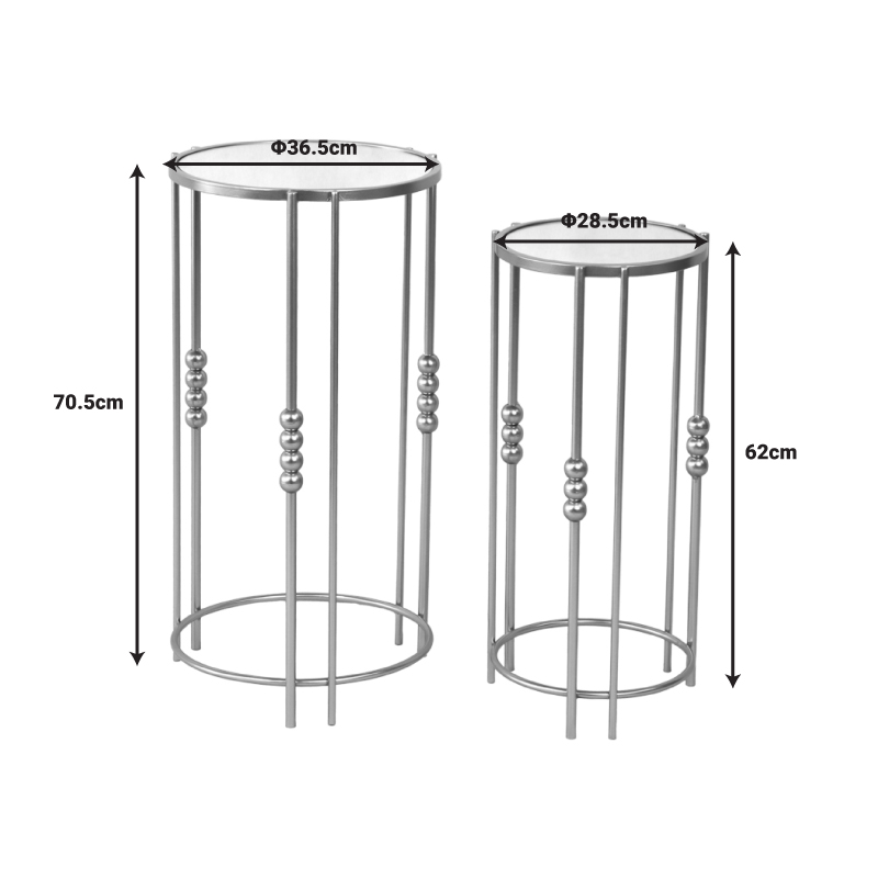 Βοηθητικά τραπεζάκια σετ 2τεμ Emiliane Inart χρυσό μέταλλο-γυαλί καθρέπτη 2