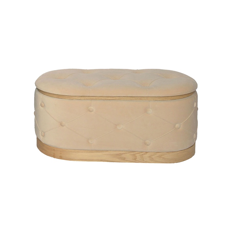 Σκαμπό μπαούλο Royel Inart σετ 2 τεμ βελούδο σε μαύρη και μπεζ απόχρωση 4