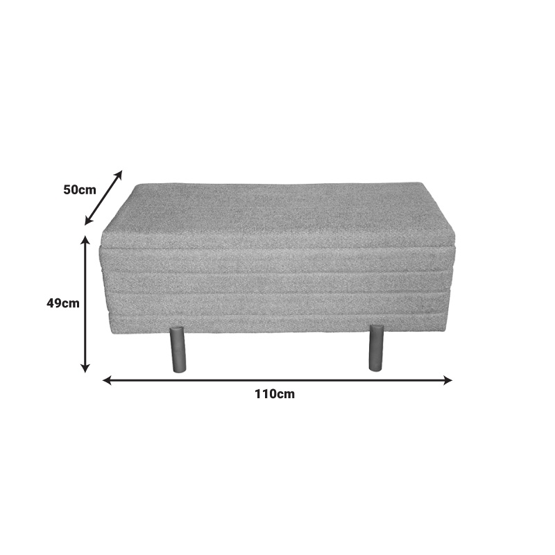 Σκαμπό μπαούλο Cindy Inart σετ 2 τεμ μπουκλέ ύφασμα σε μπεζ και λευκή απόχρωση 5
