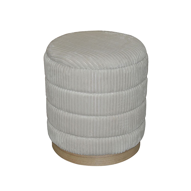 Σκαμπό Pance Inart σετ 2 τεμ μπουκλέ ύφασμα σε μπεζ και λευκή απόχρωση 3