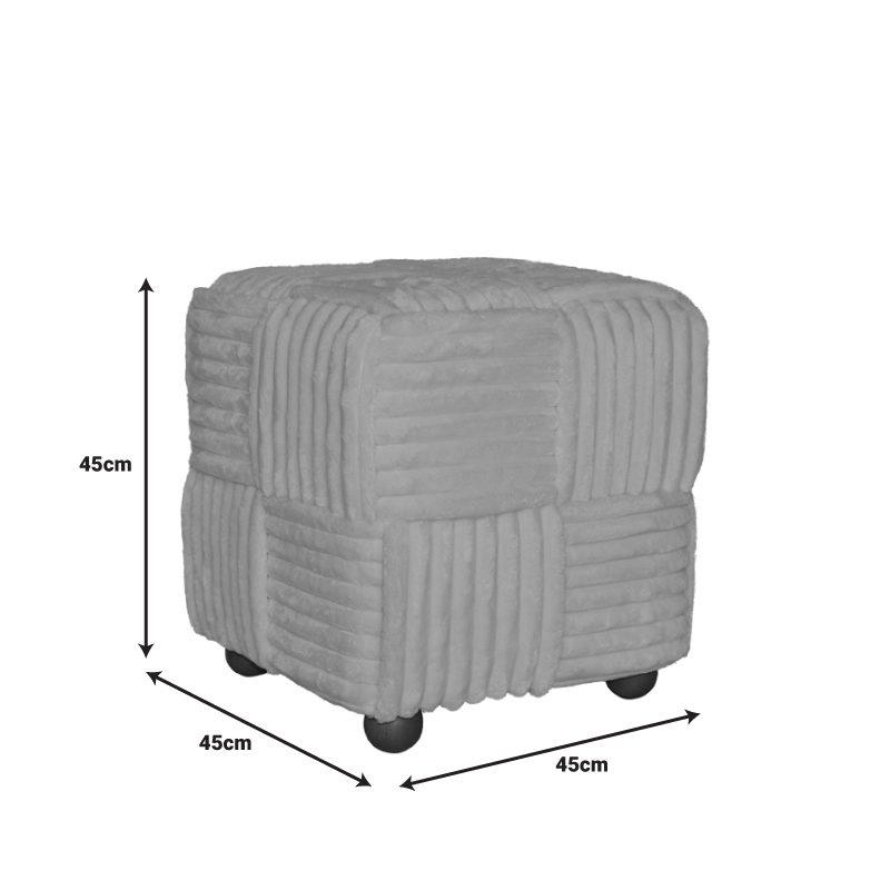Σκαμπό Cuirl Inart μπουκλέ ύφασμα σε λευκή απόχρωση 45x45x45εκ 4