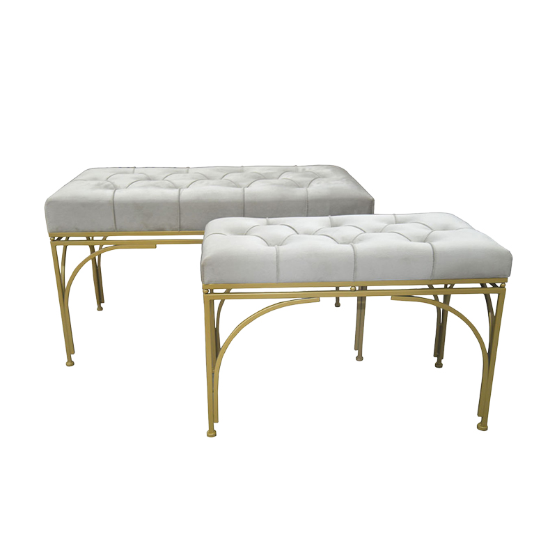 Σκαμπό Reigner Inart σετ 2 τεμ βελούδο σε μπεζ απόχρωση 1