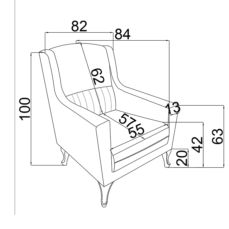Πολυθρόνα Medea pakoworld ύφασμα σε ανθρακί απόχρωση 82x84x100εκ 6