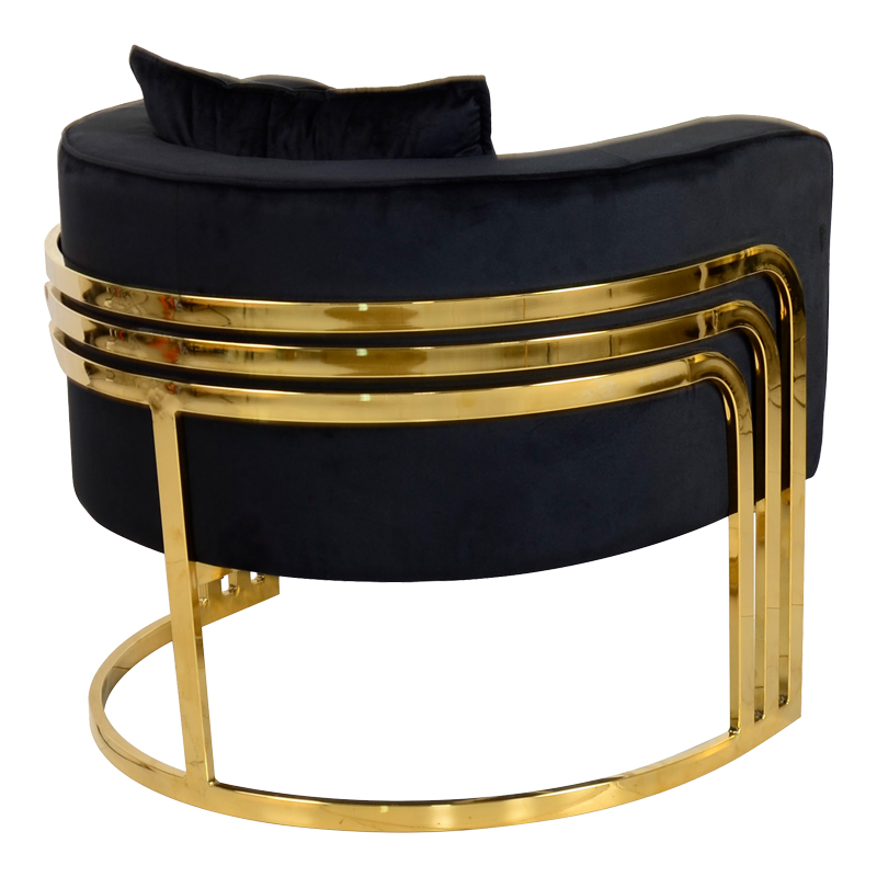 Πολυθρόνα Roblu pakoworld χρυσό μέταλλο και βελούδο σε μαύρη απόχρωση 72x77.4x70εκ 2