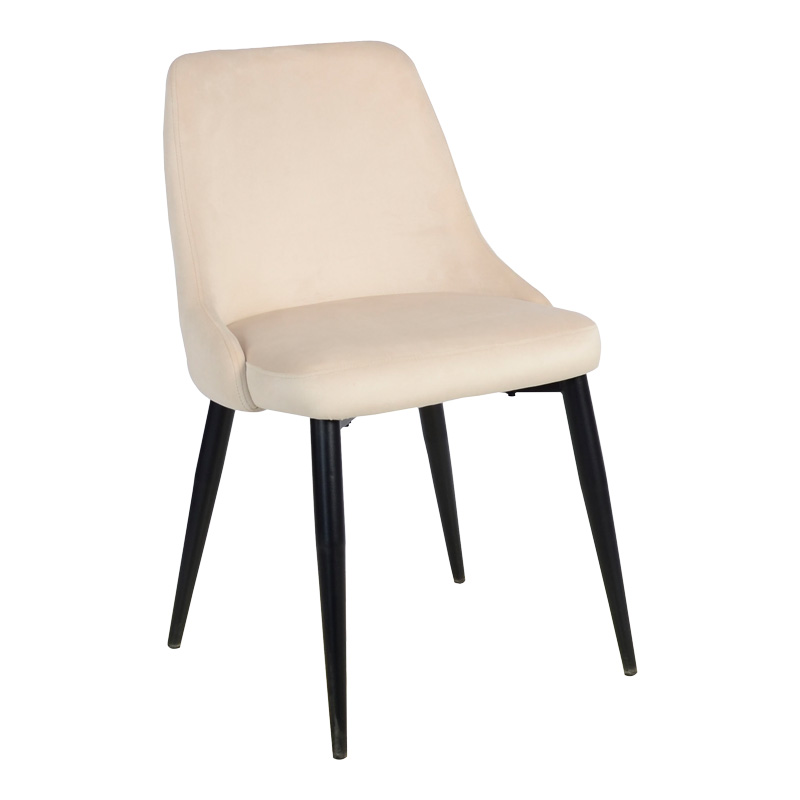 Καρέκλα Zedna pakoworld μπεζ βελούδο με μαύρα μεταλλικά πόδια 51x58x84εκ 1